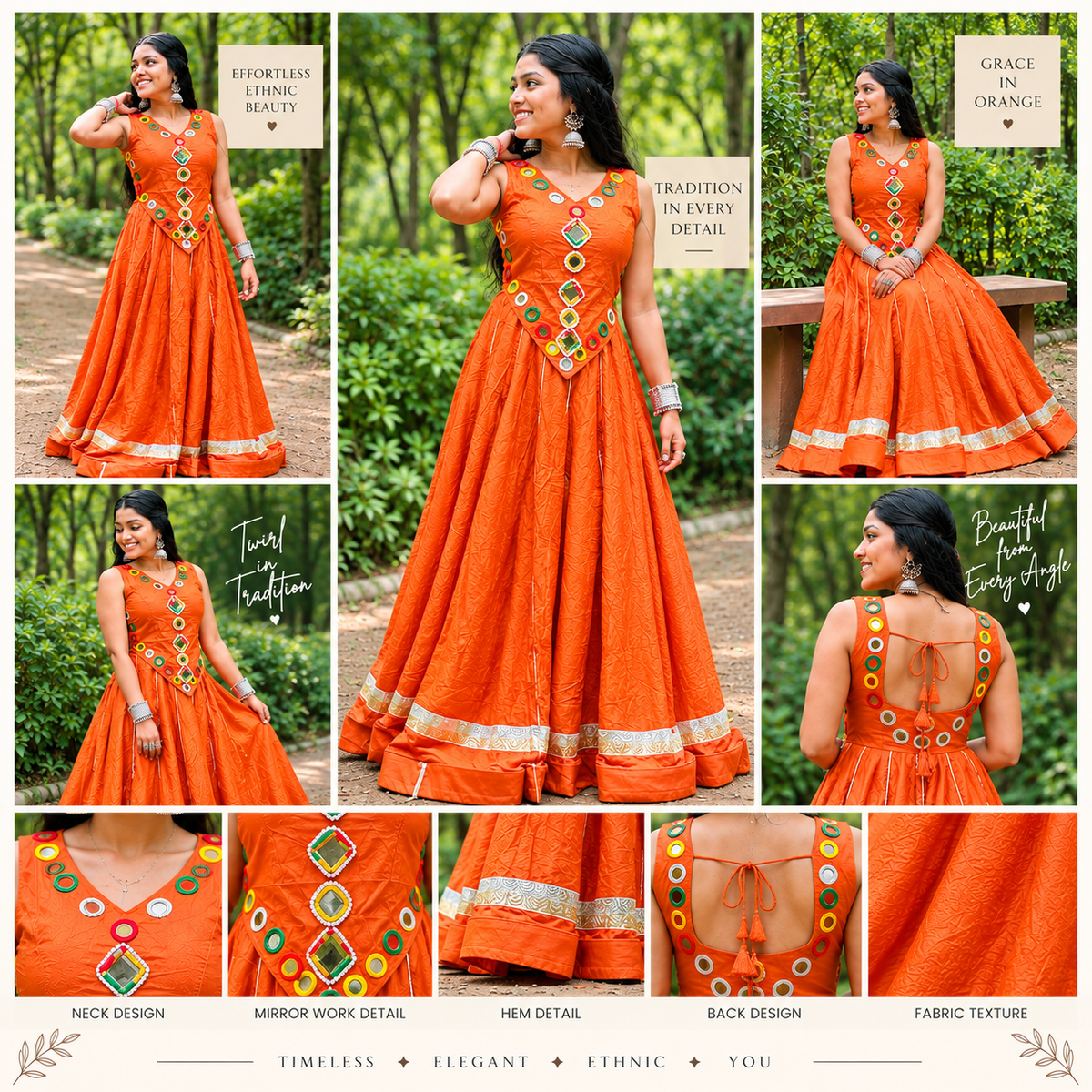 Elegant Mirror Ivory Multicolour Embroidered Dress