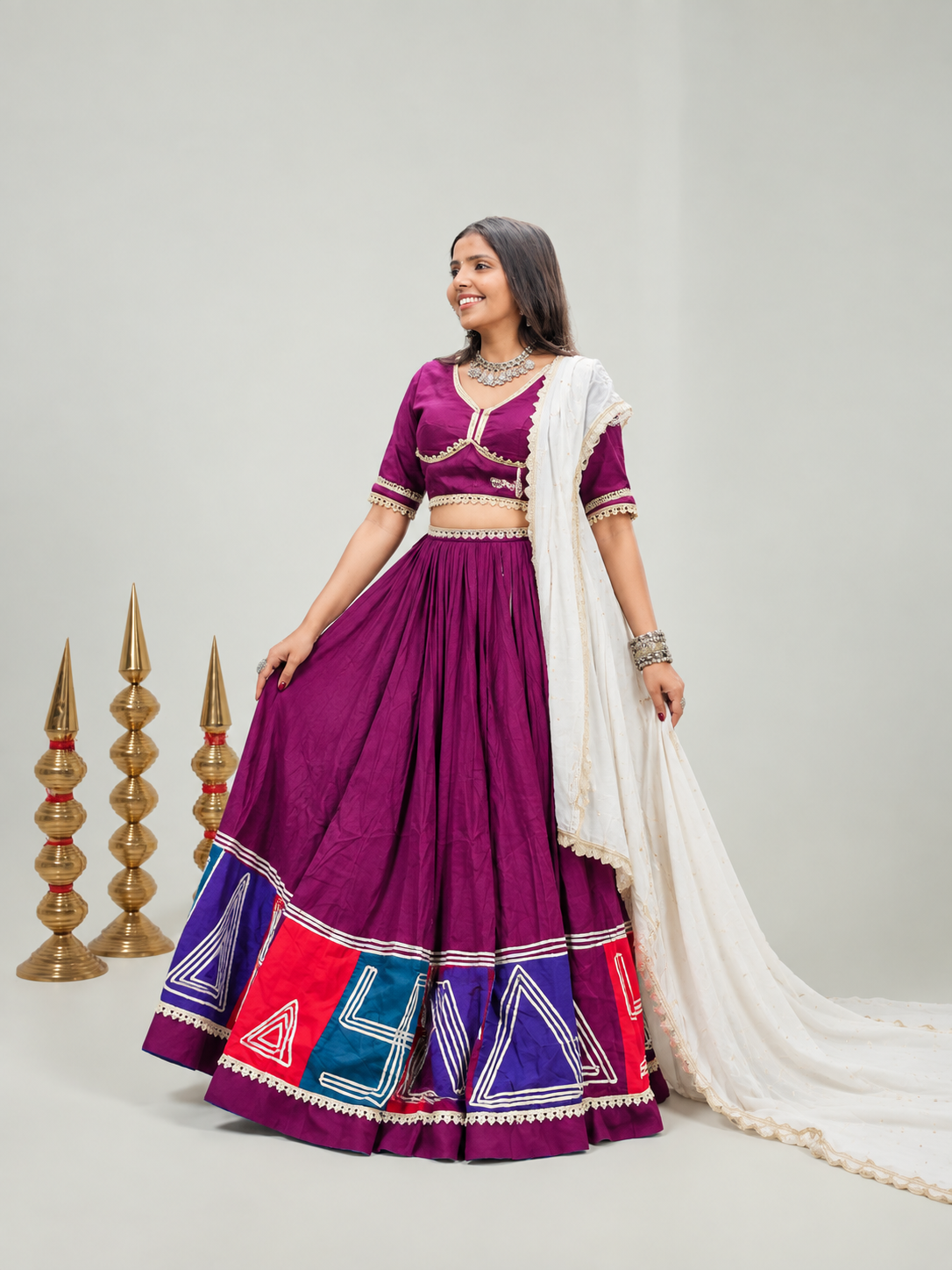 Royal Swatik Wine Embroidered Lehenga Set