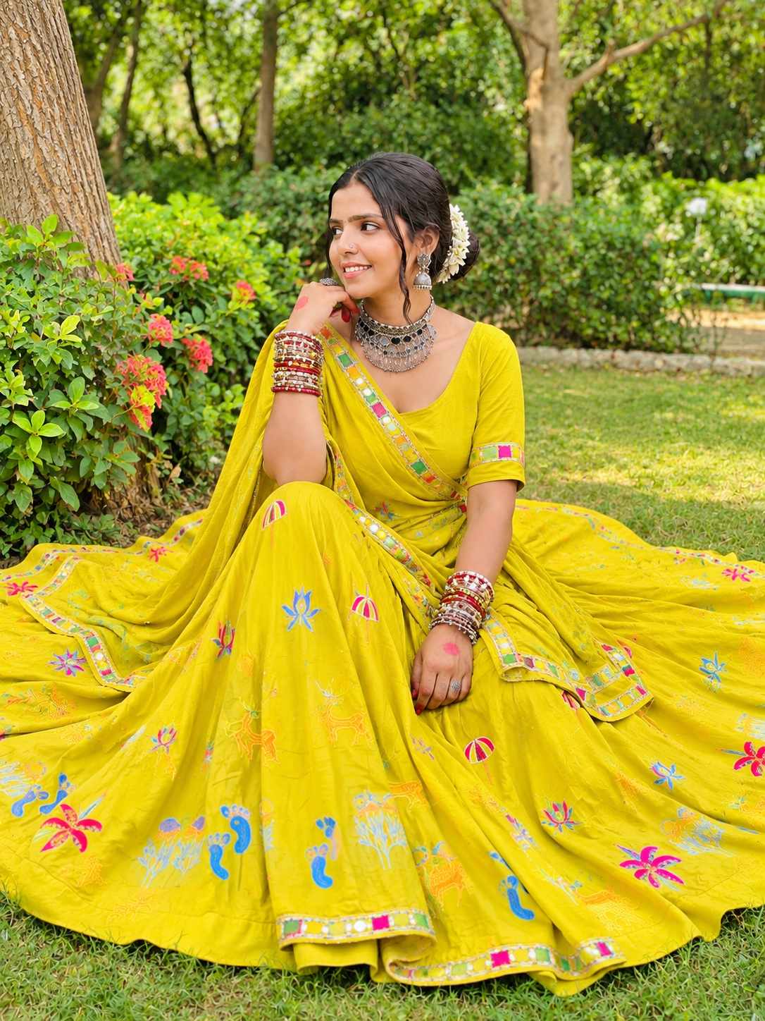 Sunshine Yellow Work Lehenga Set