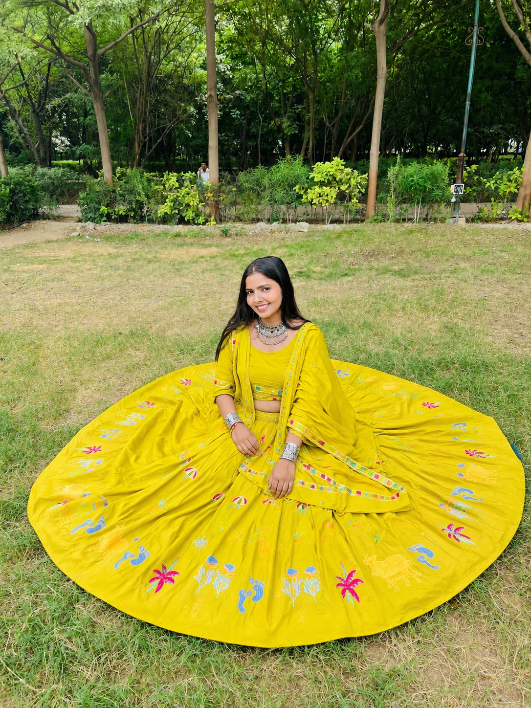 Sunshine Yellow Work Lehenga Set
