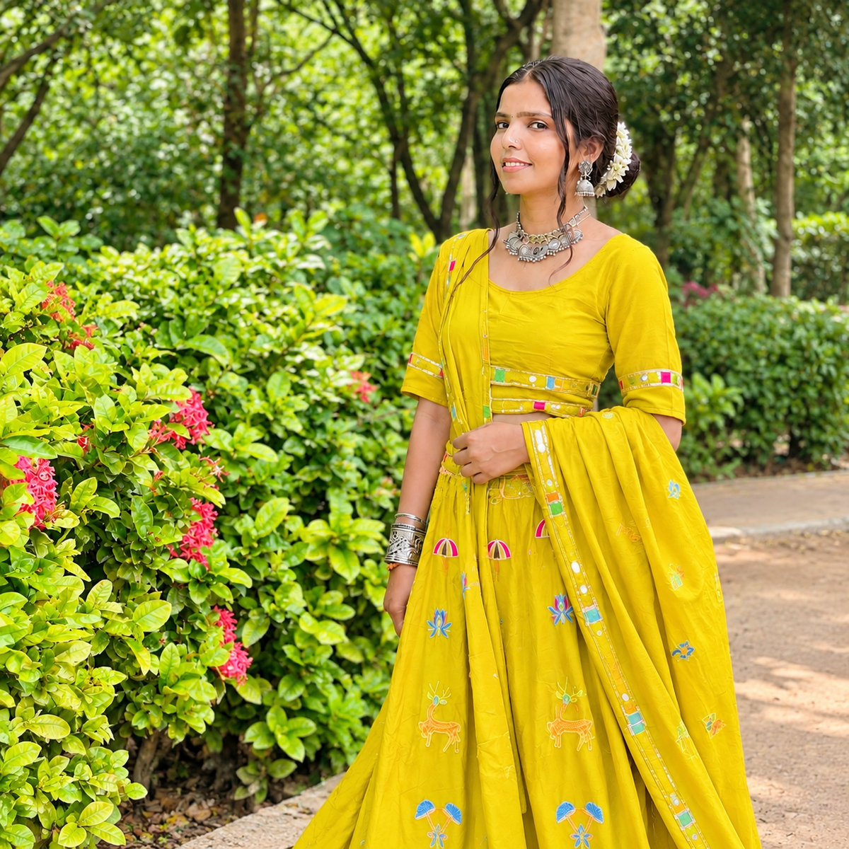 Sunshine Yellow Work Lehenga Set