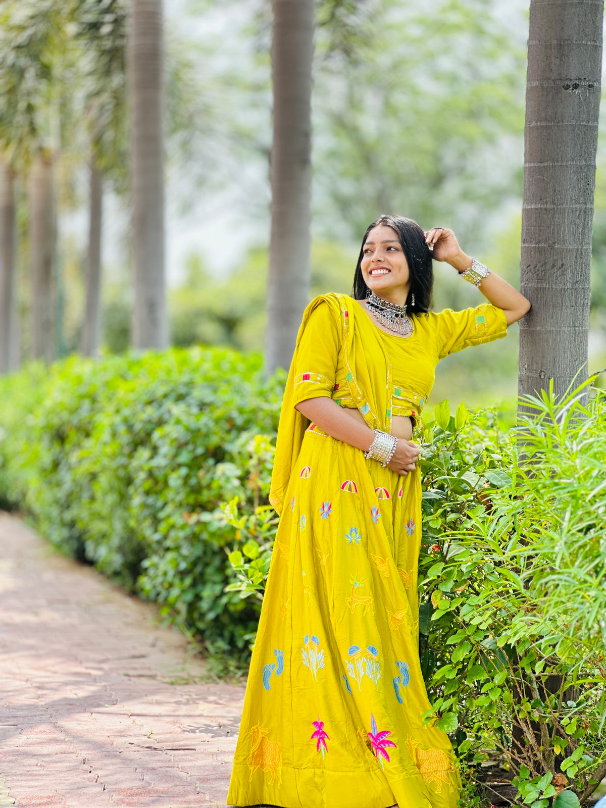 Sunshine Yellow Work Lehenga Set