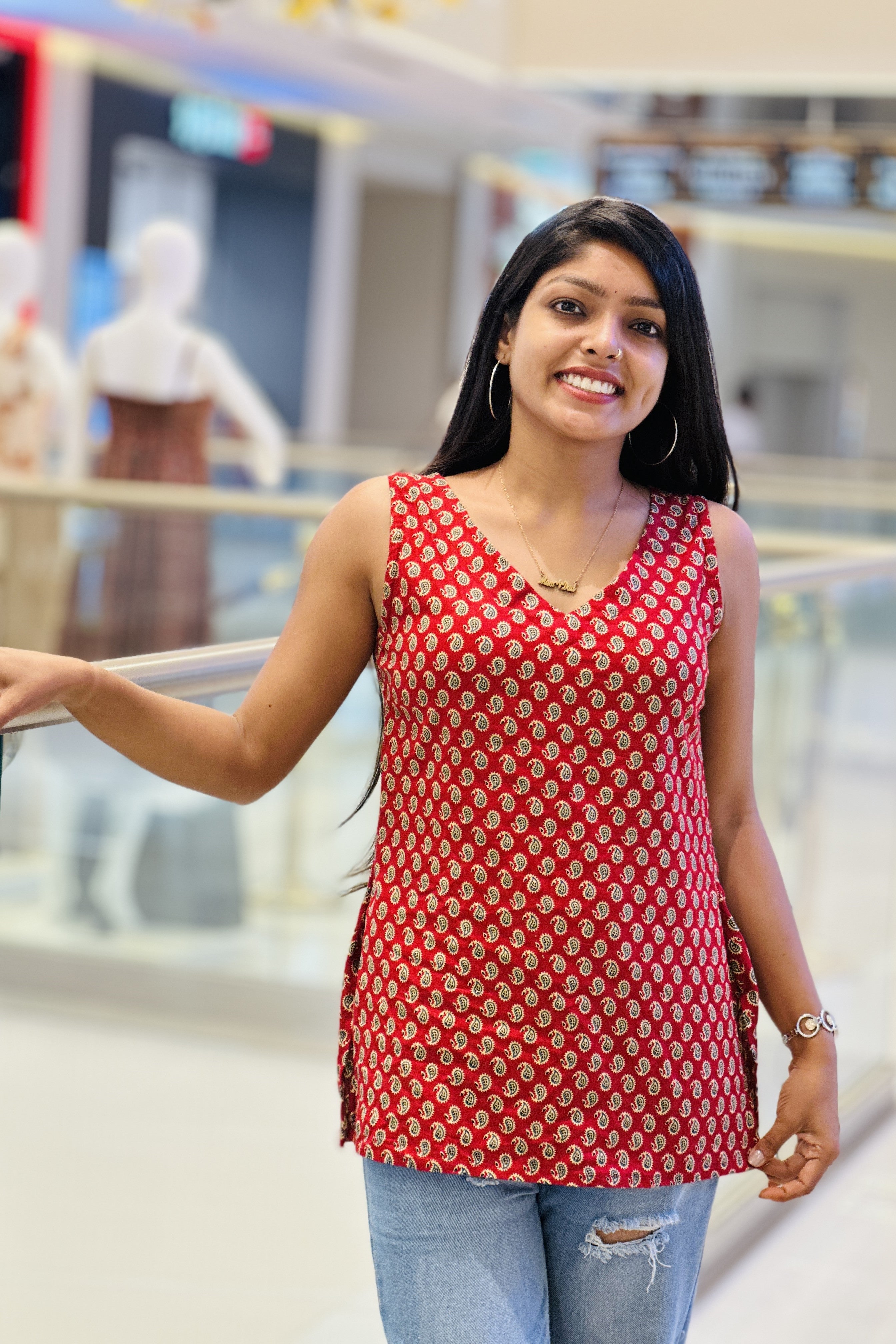 Desi Chic Paisley Printed Sleeveless Top