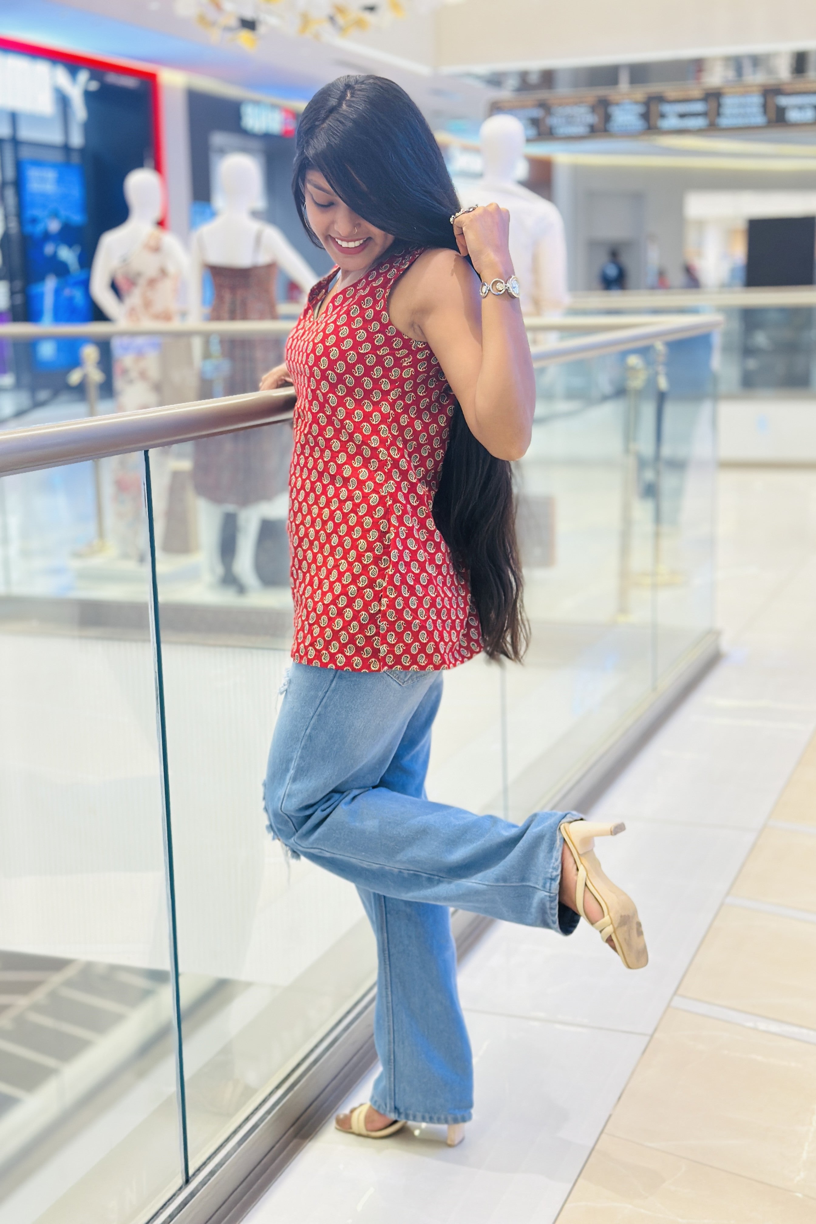Desi Chic Paisley Printed Sleeveless Top